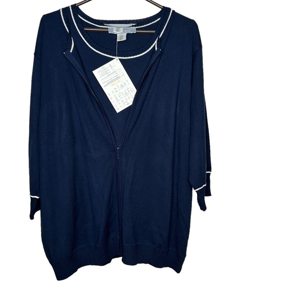 New Modern Soul Women’s Cardigan Tank Set 2 Piece Navy BNWT 1X - Picture 1 of 4